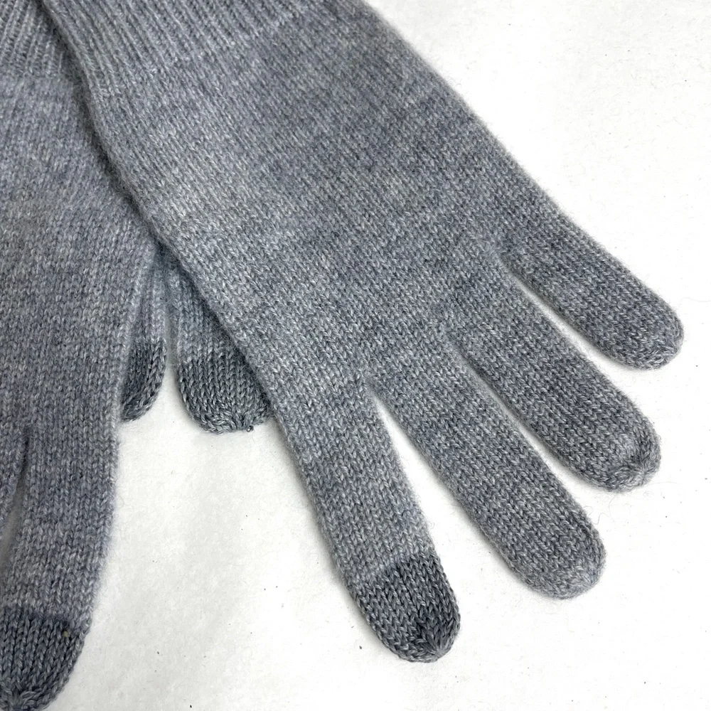 NORDSTROM Rack 100% Cashmere Rib Knit Tech Gloves NEW Gray Grey